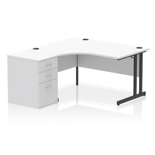 Pulse 1400mm Cantilever Left Crescent Desk Workstation - Image 33