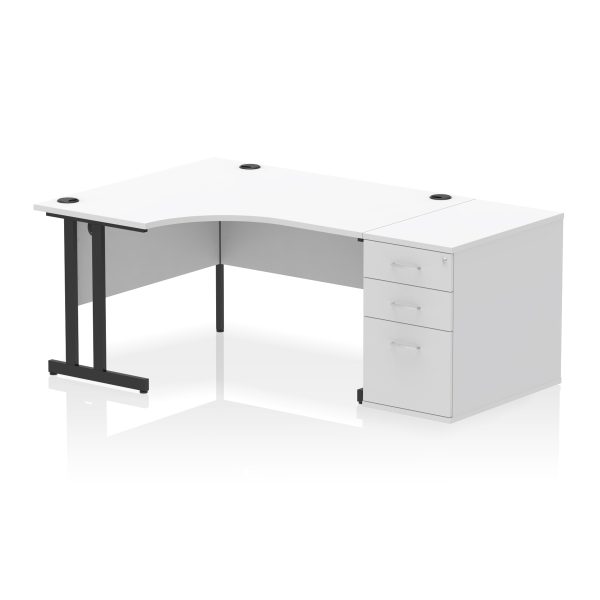 Pulse 1400mm Cantilever Left Crescent Desk Workstation - Image 36