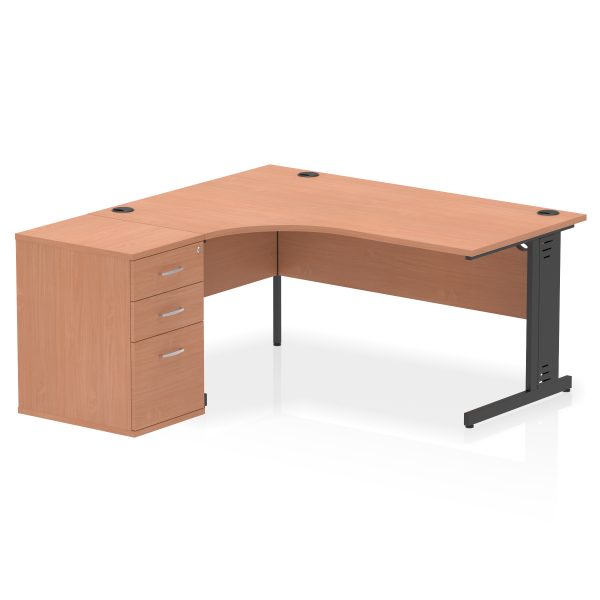 Pulse 1600mm Cable Managed Left Crescent Desk Workstation - Image 2