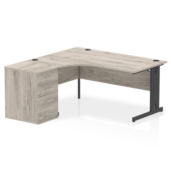 Pulse 1600mm Cable Managed Left Crescent Desk Workstation - Image 8