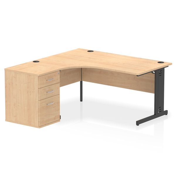 Pulse 1600mm Cable Managed Left Crescent Desk Workstation - Image 14