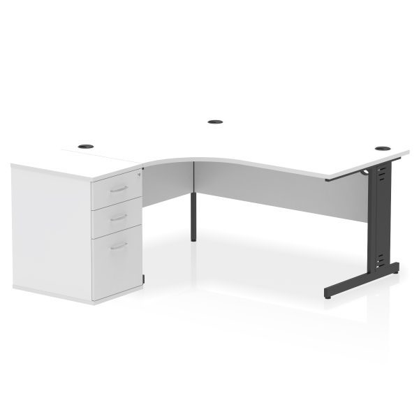 Pulse 1600mm Cable Managed Left Crescent Desk Workstation - Image 32