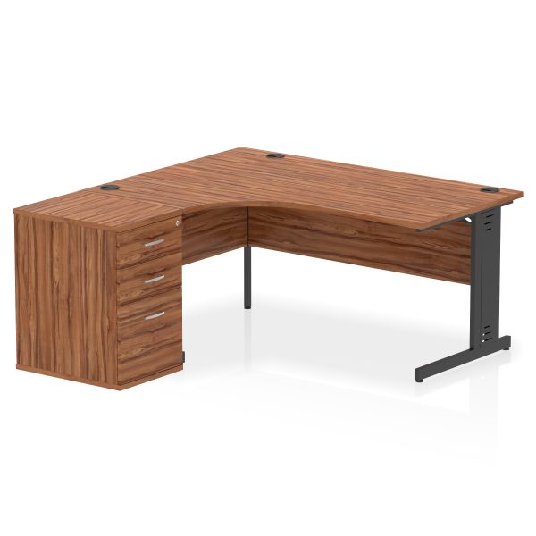 Pulse 1600mm Cable Managed Left Crescent Desk Workstation - Image 26