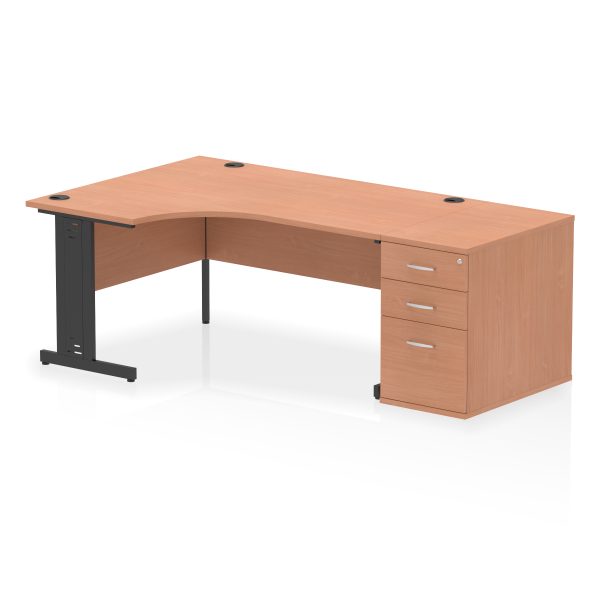 Pulse 1600mm Cable Managed Left Crescent Desk Workstation - Image 5