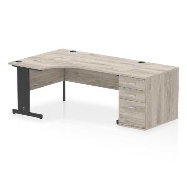 Pulse 1600mm Cable Managed Left Crescent Desk Workstation - Image 11