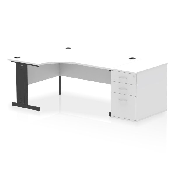Pulse 1600mm Cable Managed Left Crescent Desk Workstation - Image 35
