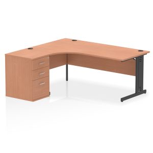 Pulse 1800mm Cable Managed Left Crescent Desk Workstation