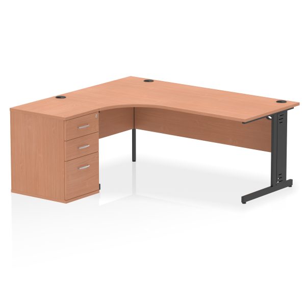 Pulse 1800mm Cable Managed Left Crescent Desk Workstation