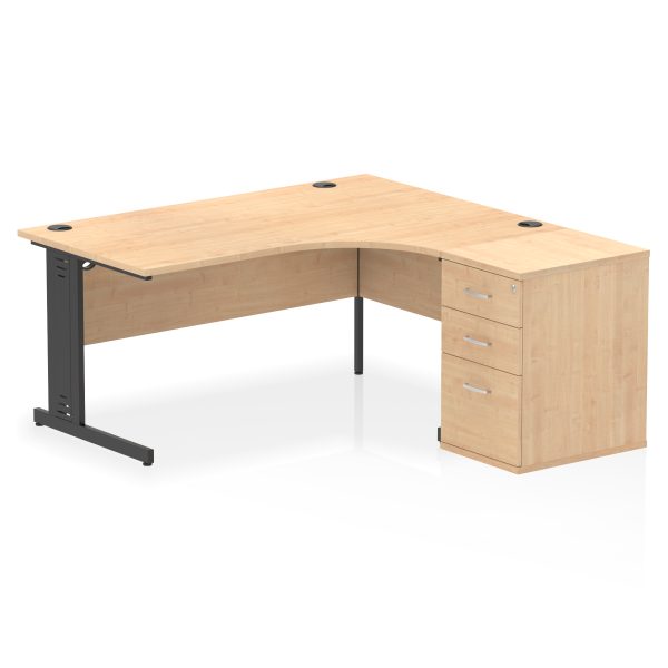 Pulse 1600mm Cable Managed Right Crescent Desk Workstation - Image 13