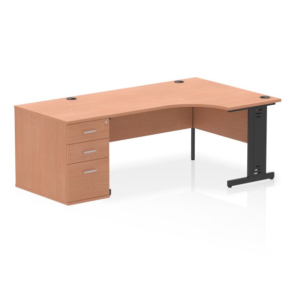 Pulse 1600mm Cable Managed Right Crescent Desk Workstation - Image 4