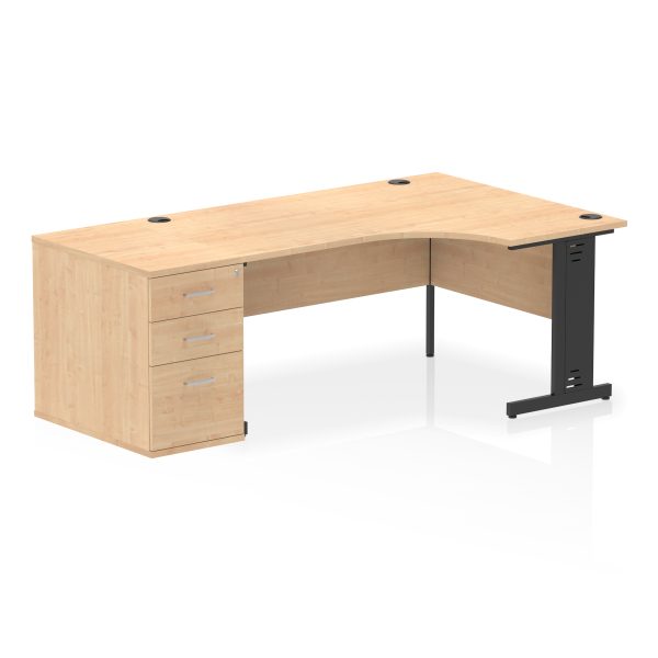 Pulse 1600mm Cable Managed Right Crescent Desk Workstation - Image 16