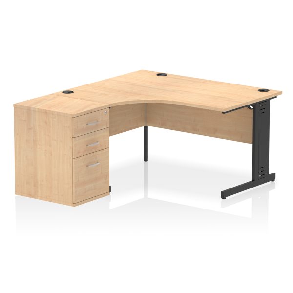 Pulse 1400mm Cable Managed Left Crescent Desk Workstation - Image 5