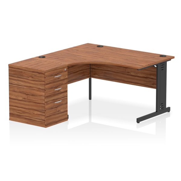 Pulse 1400mm Cable Managed Left Crescent Desk Workstation - Image 9