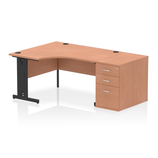 Pulse 1400mm Cable Managed Left Crescent Desk Workstation - Image 2