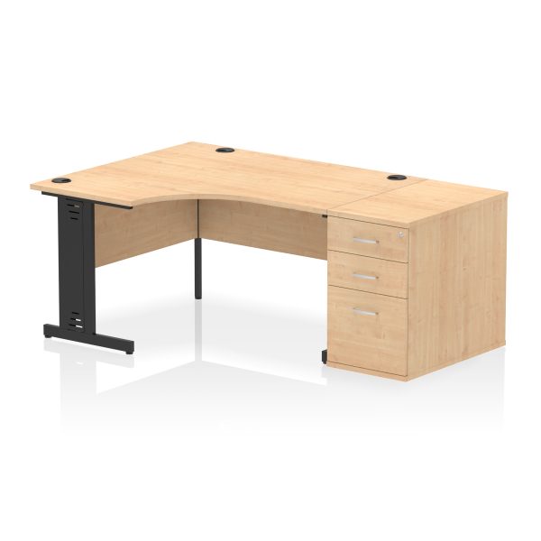 Pulse 1400mm Cable Managed Left Crescent Desk Workstation - Image 6