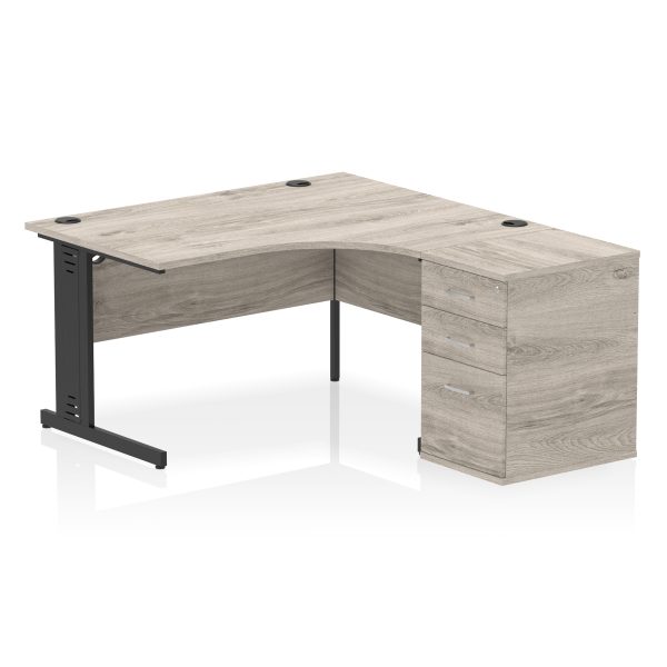 Pulse 1400mm Cable Managed Right Crescent Desk Workstation - Image 3