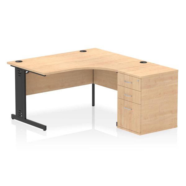 Pulse 1400mm Cable Managed Right Crescent Desk Workstation - Image 5