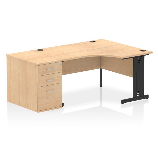 Pulse 1400mm Cable Managed Right Crescent Desk Workstation - Image 6