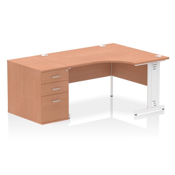 Pulse 1400mm Cable Managed Right Crescent Desk Workstation - Image 14
