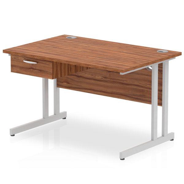 Pulse Cantilever Straight Desk Silver Frame With Single One Drawer Fixed Pedestal - Image 7