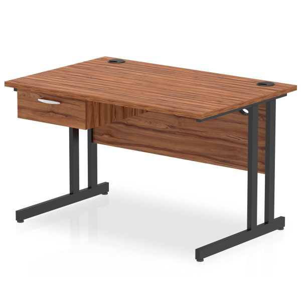 Pulse Cantilever Straight Desk Black Frame With Single One Drawer Fixed Pedestal - Image 7