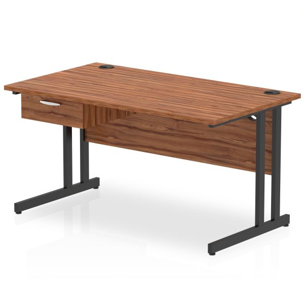 Pulse Cantilever Straight Desk Black Frame With Single One Drawer Fixed Pedestal - Image 14