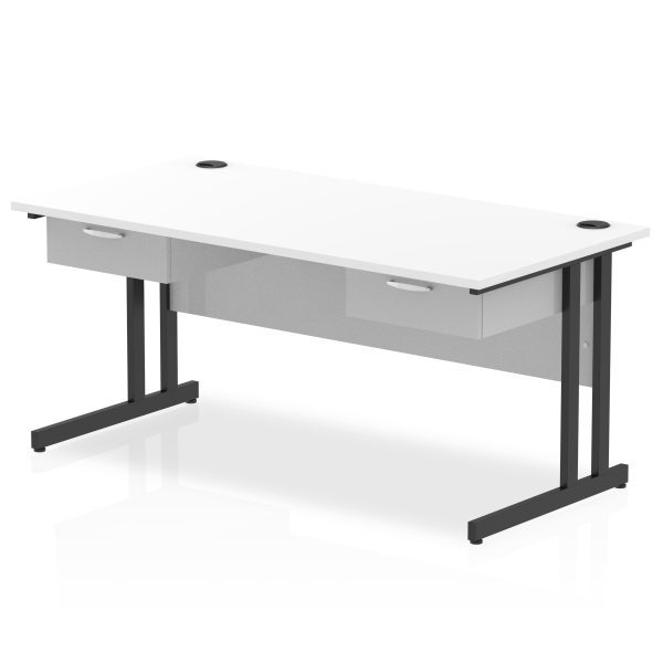 Pulse Cantilever Straight Desk Black Frame With Two One Drawer Fixed Pedestals - Image 6