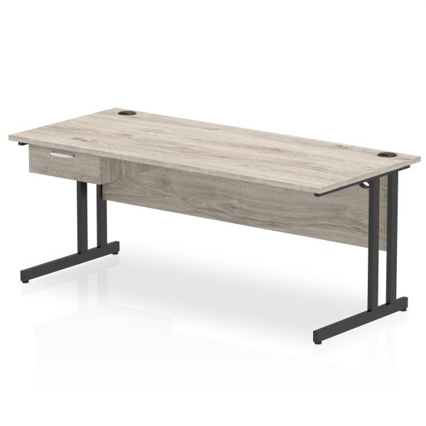 Pulse Cantilever Straight Desk Black Frame With Single One Drawer Fixed Pedestal - Image 24