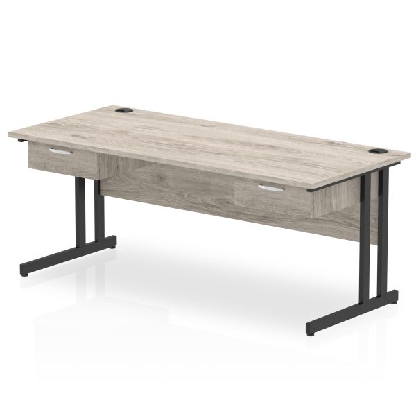 Pulse Cantilever Straight Desk Black Frame With Two One Drawer Fixed Pedestals - Image 10