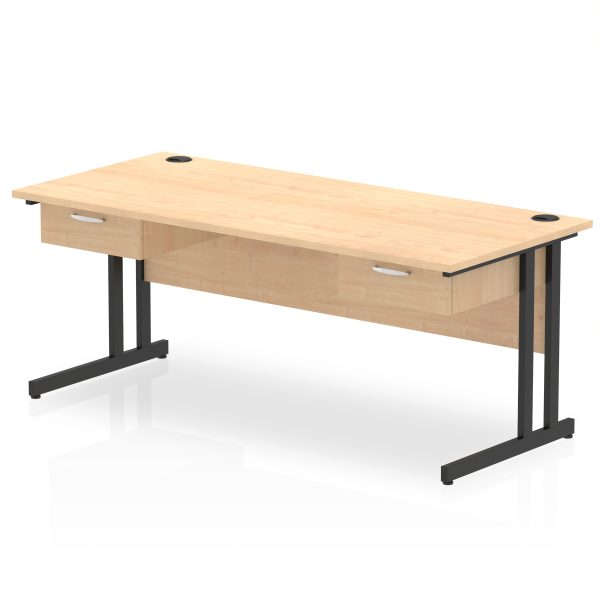 Pulse Cantilever Straight Desk Black Frame With Two One Drawer Fixed Pedestals - Image 11