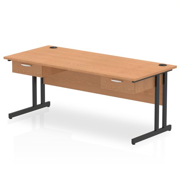 Pulse Cantilever Straight Desk Black Frame With Two One Drawer Fixed Pedestals - Image 12