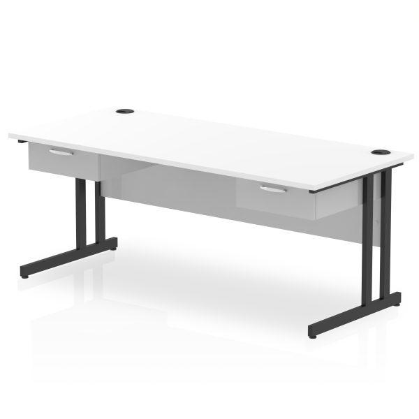 Pulse Cantilever Straight Desk Black Frame With Two One Drawer Fixed Pedestals - Image 13