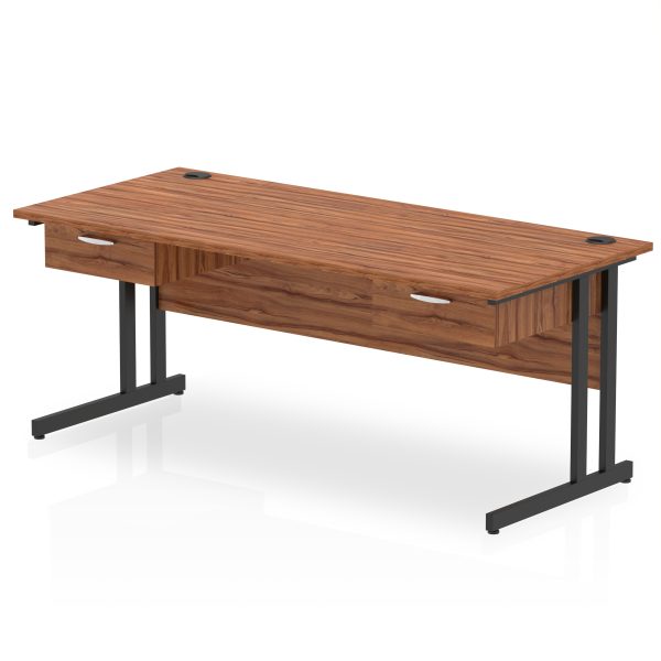 Pulse Cantilever Straight Desk Black Frame With Two One Drawer Fixed Pedestals - Image 14