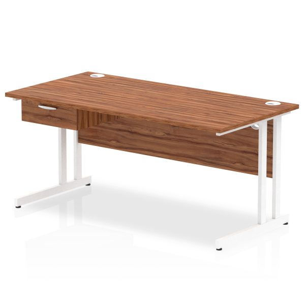 Pulse Cantilever Straight Desk White Frame With Single One Drawer Fixed Pedestal - Image 21