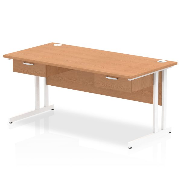 Pulse Cantilever Straight Desk White Frame With Two One Drawer Fixed Pedestals - Image 5