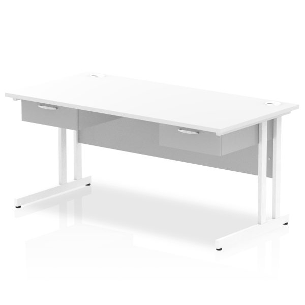 Pulse Cantilever Straight Desk White Frame With Two One Drawer Fixed Pedestals - Image 6