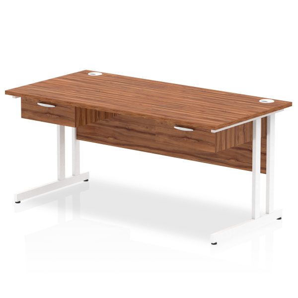 Pulse Cantilever Straight Desk White Frame With Two One Drawer Fixed Pedestals - Image 7