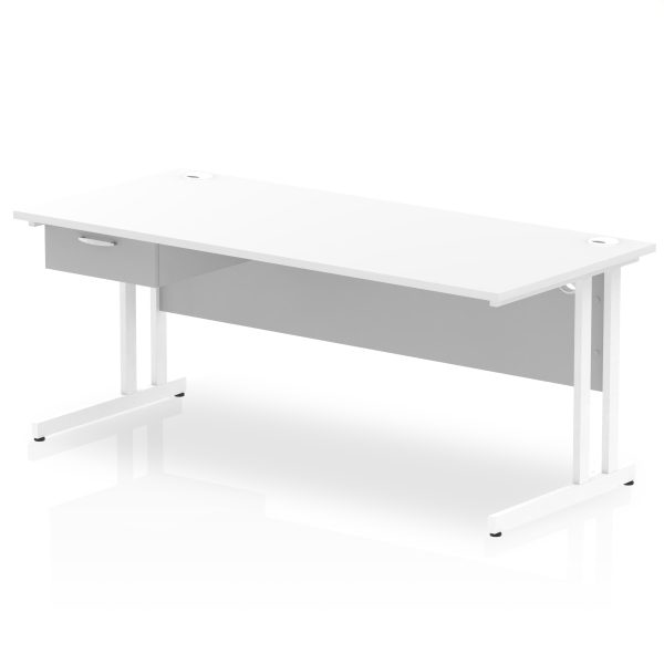 Pulse Cantilever Straight Desk White Frame With Single One Drawer Fixed Pedestal - Image 27