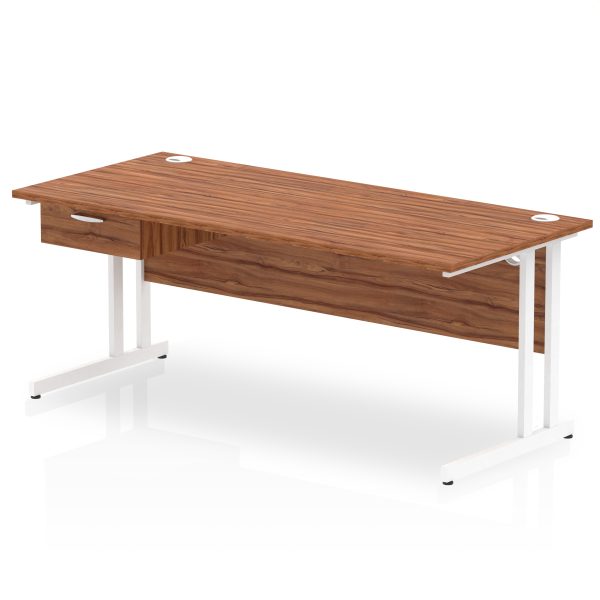 Pulse Cantilever Straight Desk White Frame With Single One Drawer Fixed Pedestal - Image 28