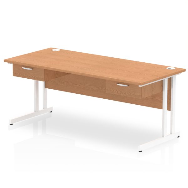 Pulse Cantilever Straight Desk White Frame With Two One Drawer Fixed Pedestals - Image 12