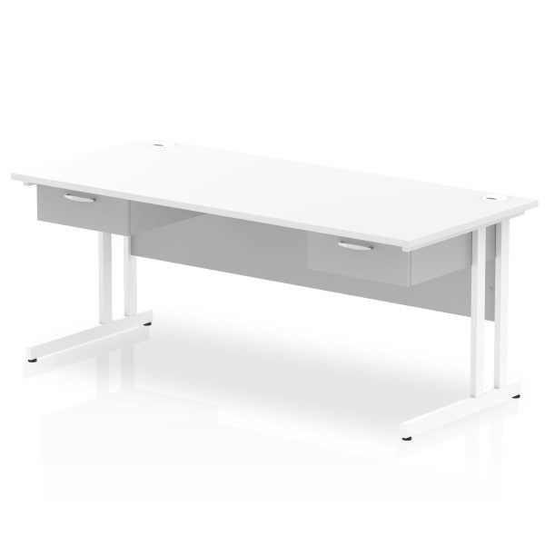 Pulse Cantilever Straight Desk White Frame With Two One Drawer Fixed Pedestals - Image 13