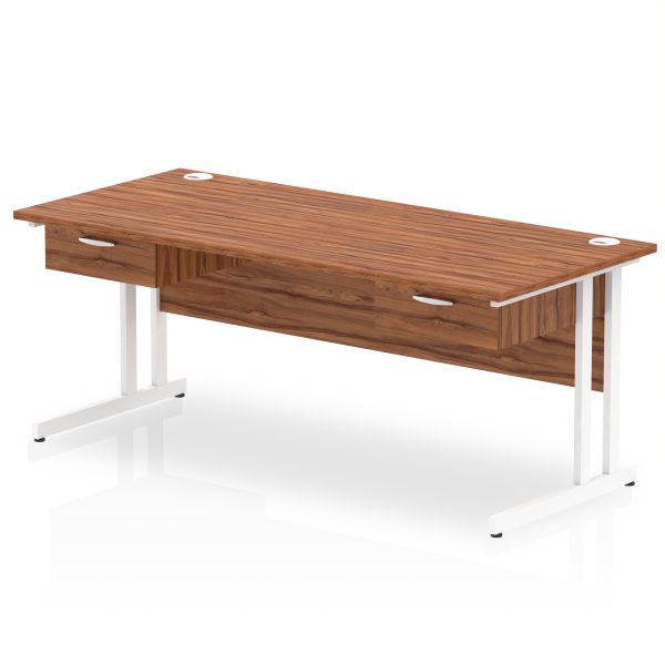 Pulse Cantilever Straight Desk White Frame With Two One Drawer Fixed Pedestals - Image 14