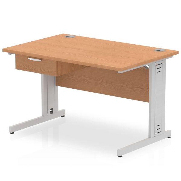 Pulse Cable Managed Straight Desk Silver Frame With Single One Drawer Fixed Pedestal - Image 5