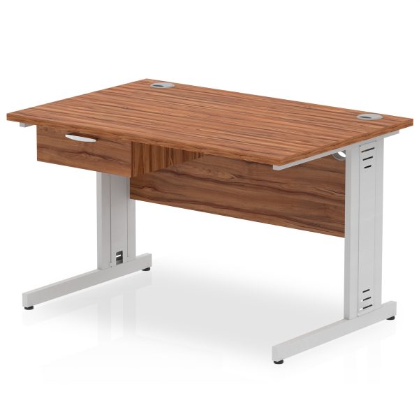 Pulse Cable Managed Straight Desk Silver Frame With Single One Drawer Fixed Pedestal - Image 7