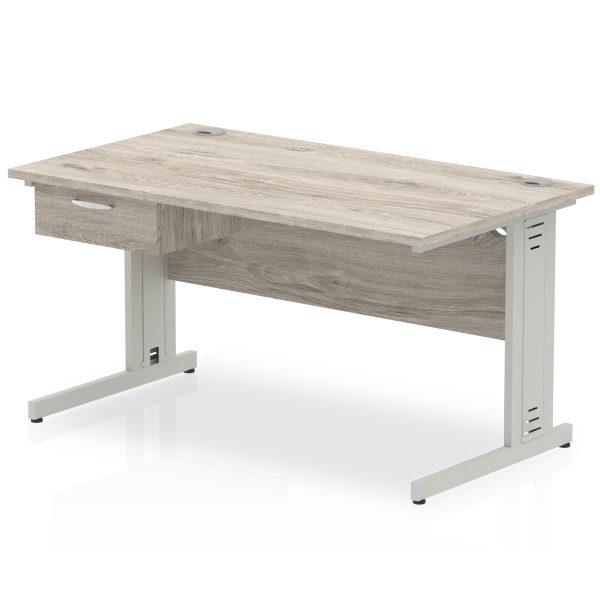 Pulse Cable Managed Straight Desk Silver Frame With Single One Drawer Fixed Pedestal - Image 10