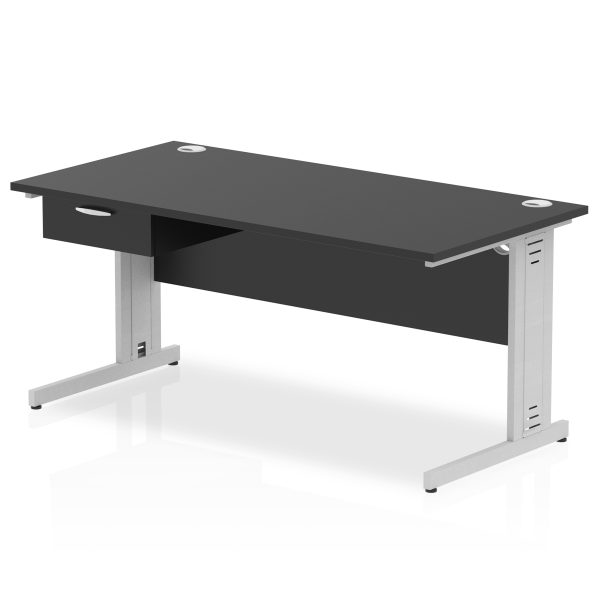 Pulse Cable Managed Straight Desk Silver Frame With Single One Drawer Fixed Pedestal - Image 16