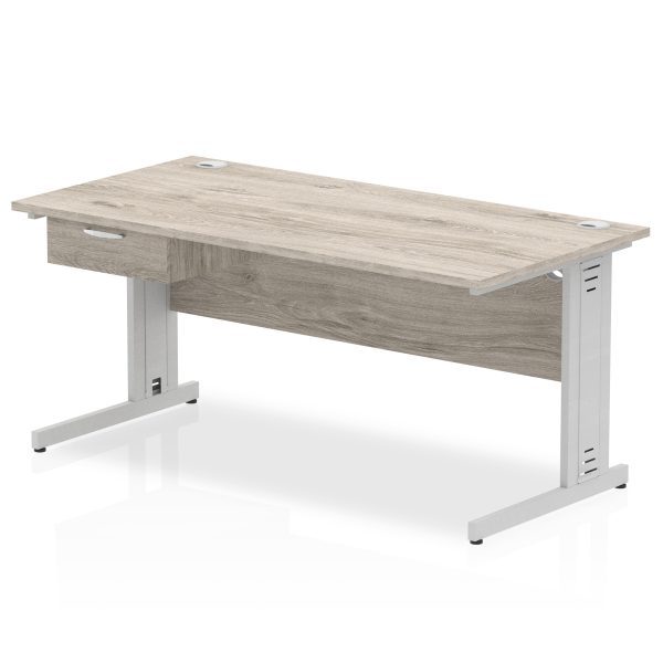 Pulse Cable Managed Straight Desk Silver Frame With Single One Drawer Fixed Pedestal - Image 17