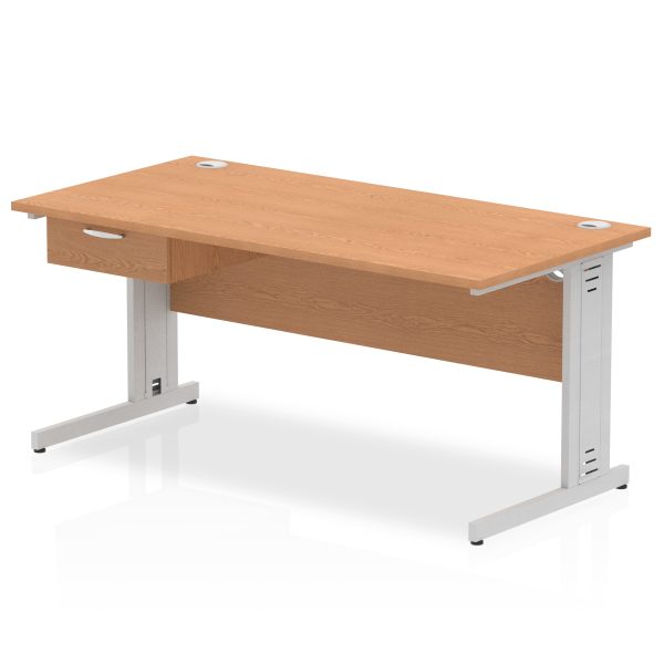 Pulse Cable Managed Straight Desk Silver Frame With Single One Drawer Fixed Pedestal - Image 19