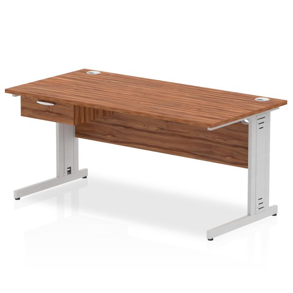 Pulse Cable Managed Straight Desk Silver Frame With Single One Drawer Fixed Pedestal - Image 21
