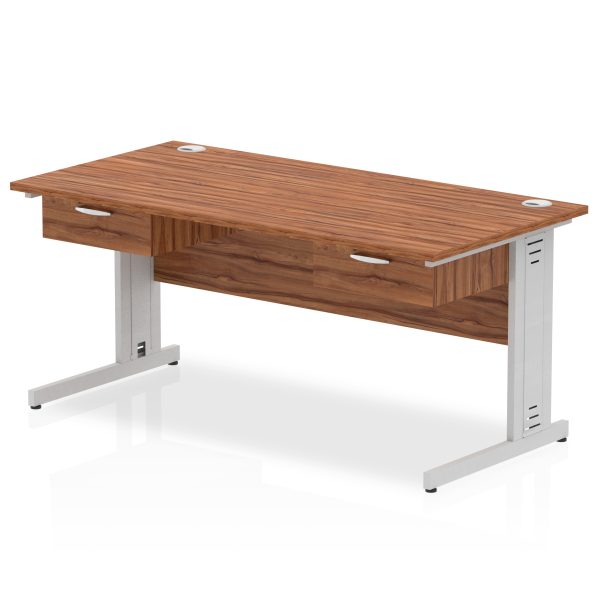 Pulse Cable Managed Straight Desk Silver Frame With Two One Drawer Fixed Pedestals - Image 7